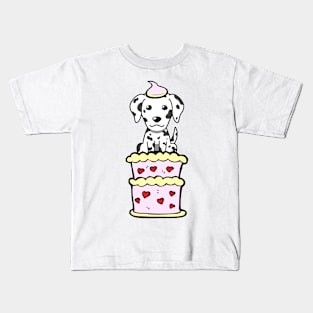 Dalmatian dog Jumping out of a cake Kids T-Shirt